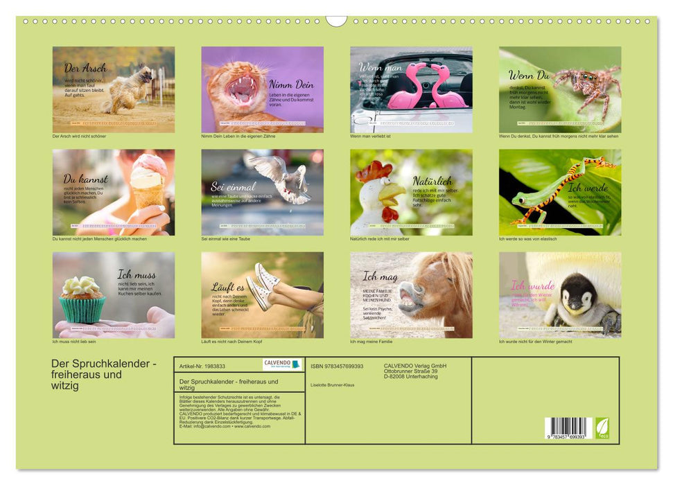 Der Spruchkalender - freiheraus und witzig (CALVENDO Wandkalender 2026)