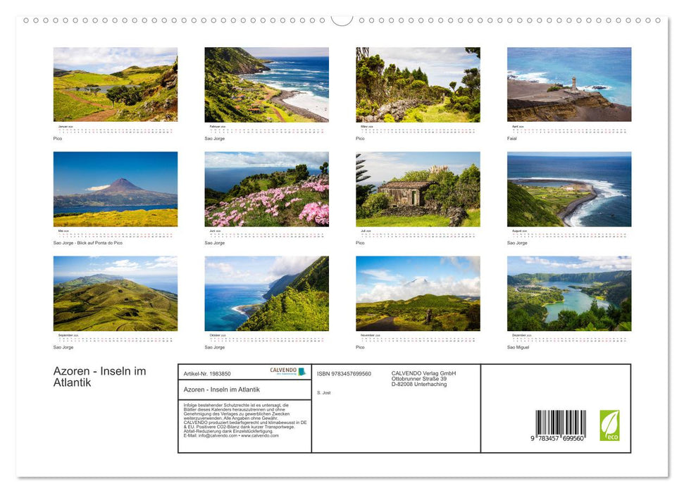 Azoren - Inseln im Atlantik (CALVENDO Premium Wandkalender 2026)