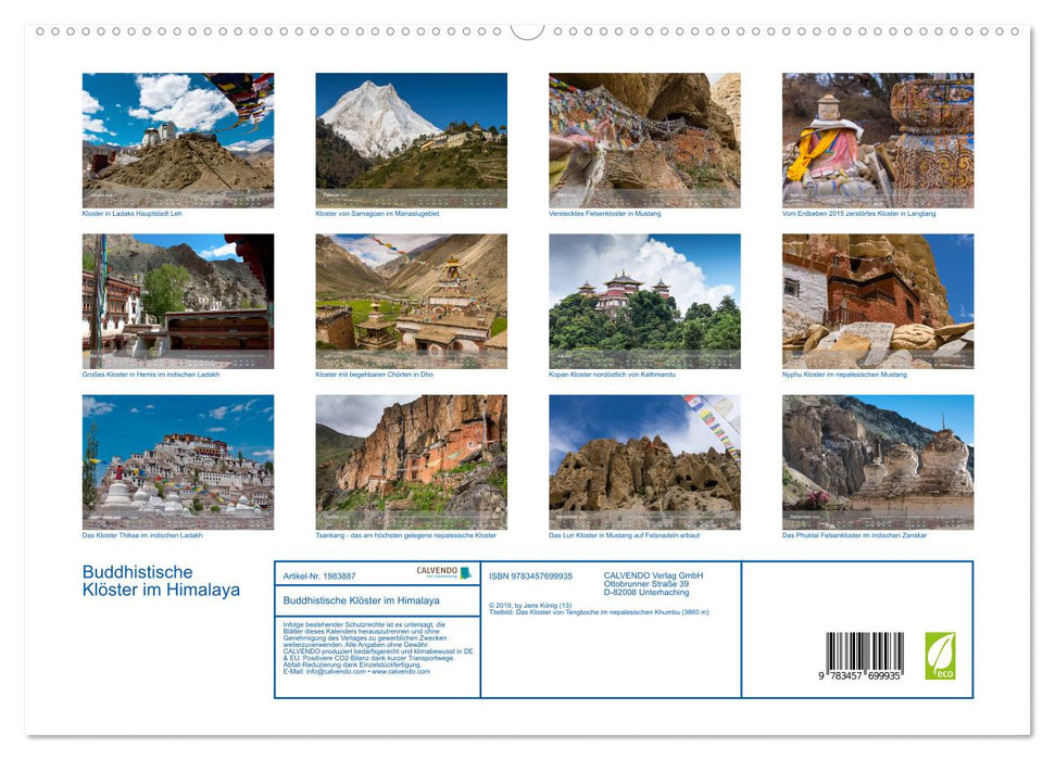 Buddhistische Klöster im Himalaya (CALVENDO Premium Wandkalender 2026)