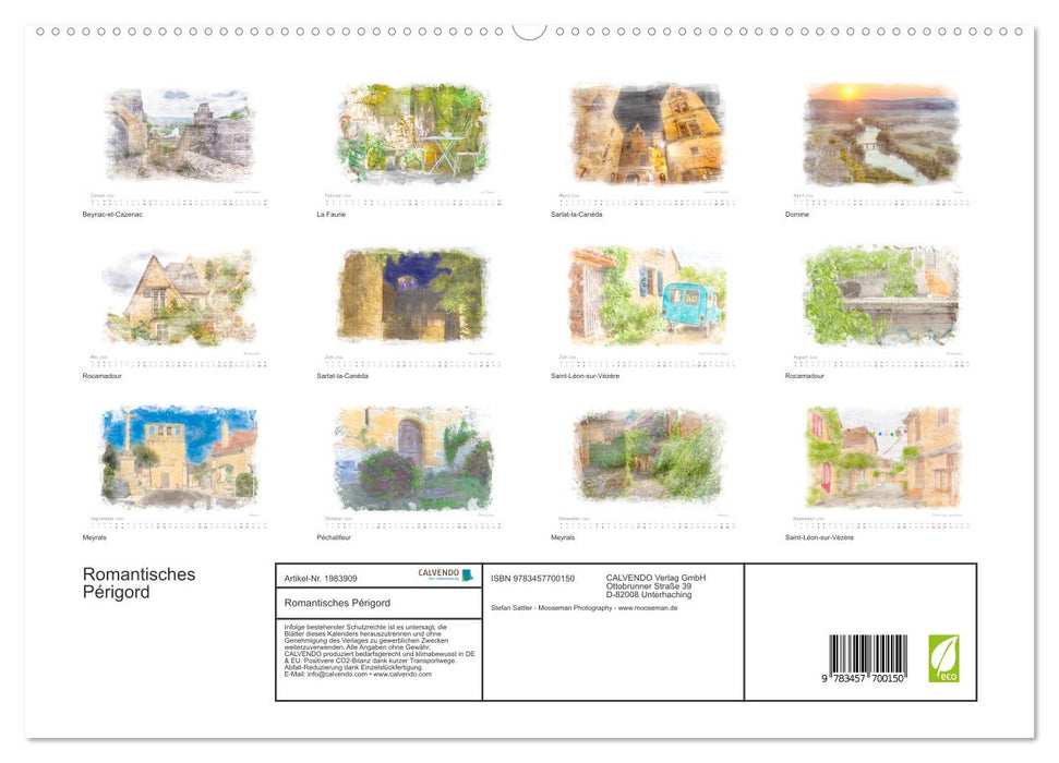 Romantisches Périgord (CALVENDO Premium Wandkalender 2026)