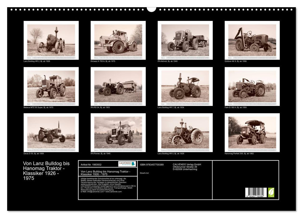 Von Lanz Bulldog bis Hanomag Traktor - Klassiker 1926 - 1975 (CALVENDO Wandkalender 2026)