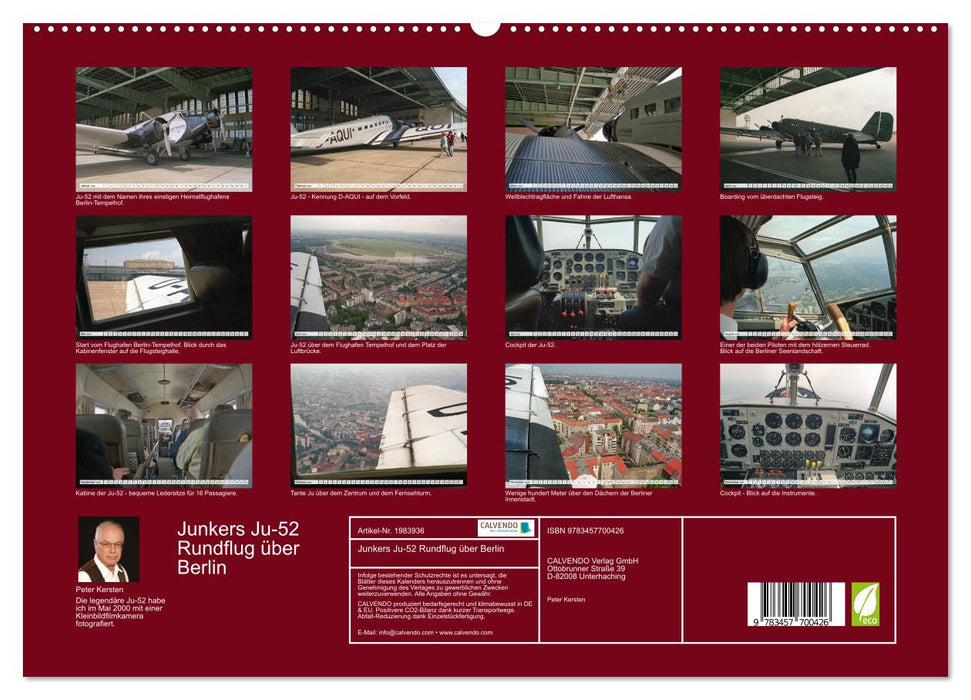 Junkers Ju-52 Rundflug über Berlin (CALVENDO Premium Wandkalender 2026)