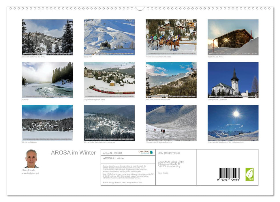 AROSA im Winter (CALVENDO Premium Wandkalender 2026)