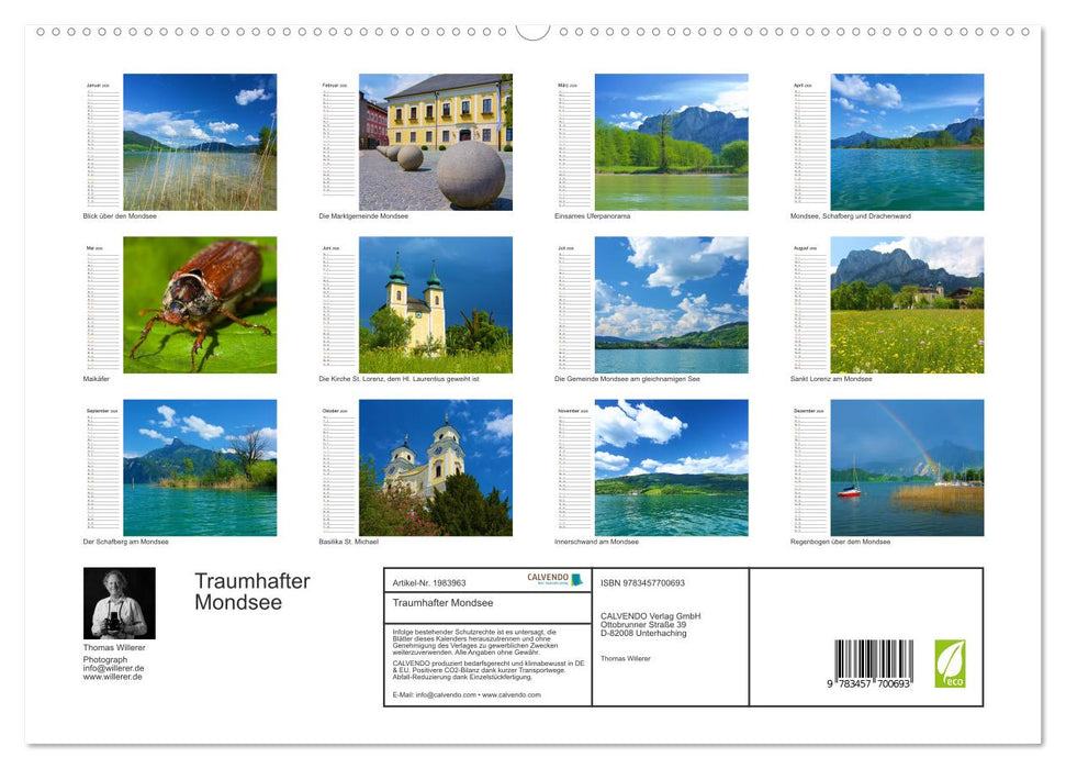 Traumhafter Mondsee (CALVENDO Premium Wandkalender 2026)