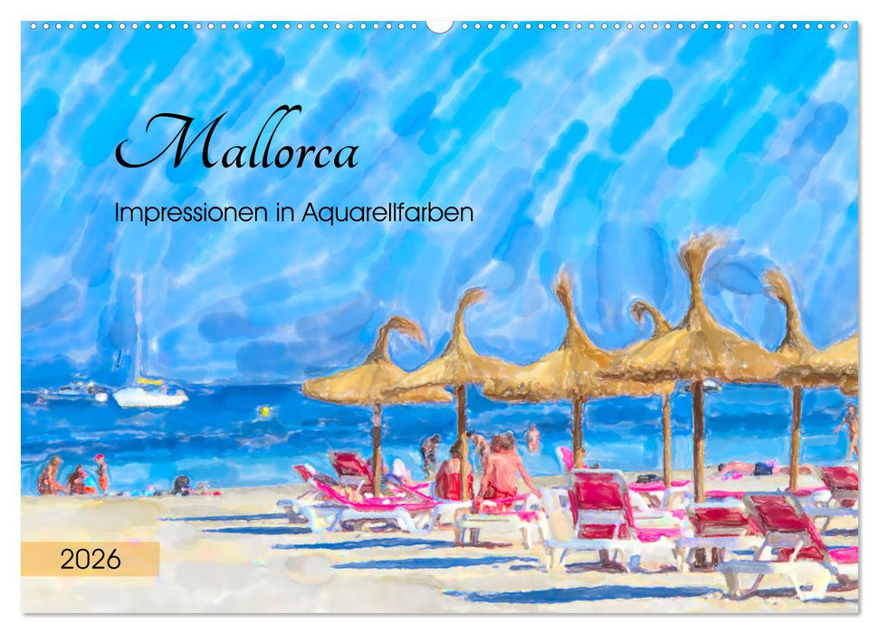 Mallorca - Impressionen in Aquarellfarben (CALVENDO Wandkalender 2026)