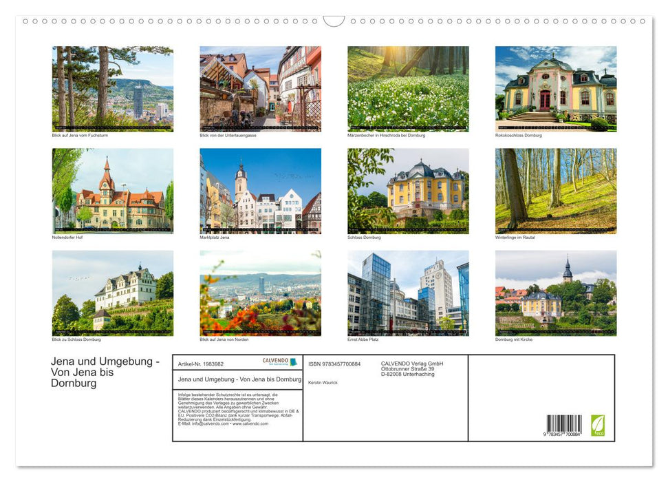 Jena und Umgebung - Von Jena bis Dornburg (CALVENDO Wandkalender 2026)