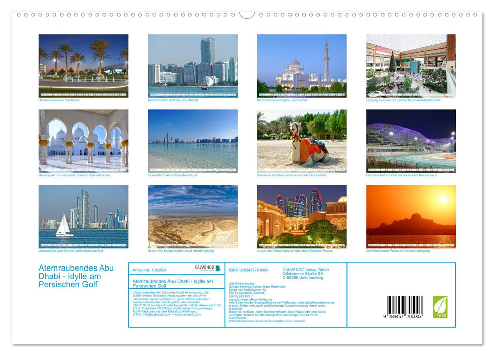 Atemraubendes Abu Dhabi - Idylle am Persischen Golf (CALVENDO Premium Wandkalender 2026)