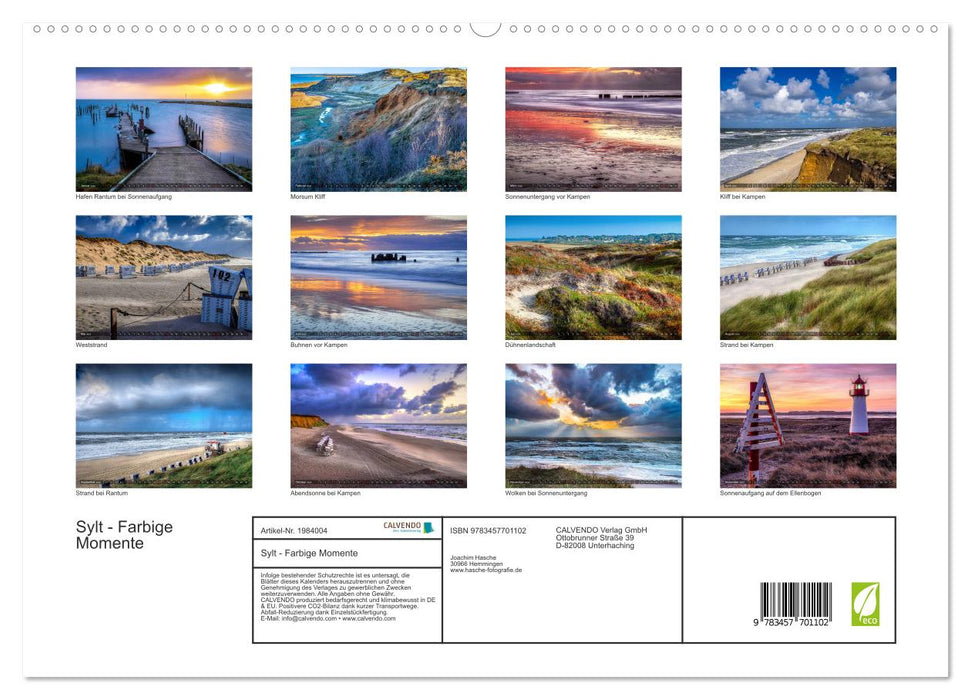 Sylt - Farbige Momente (CALVENDO Premium Wandkalender 2026)