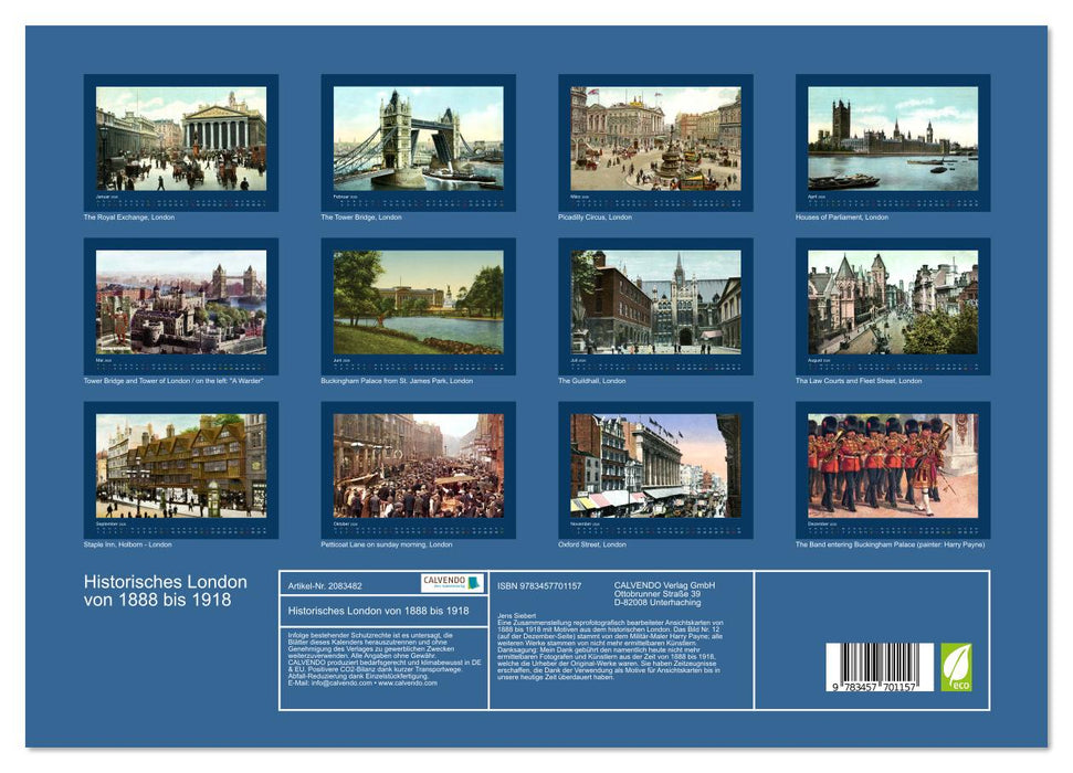 Historisches London von 1888 bis 1918 (CALVENDO Premium Wandkalender 2026)