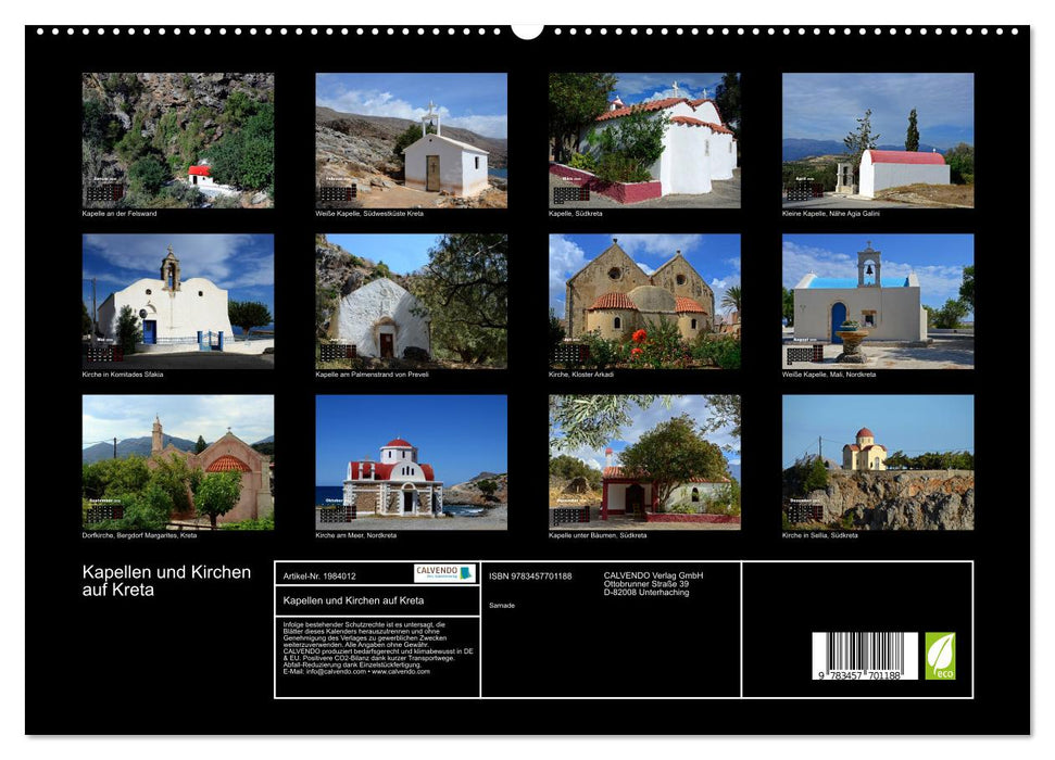 Kapellen und Kirchen auf Kreta (CALVENDO Premium Wandkalender 2026)