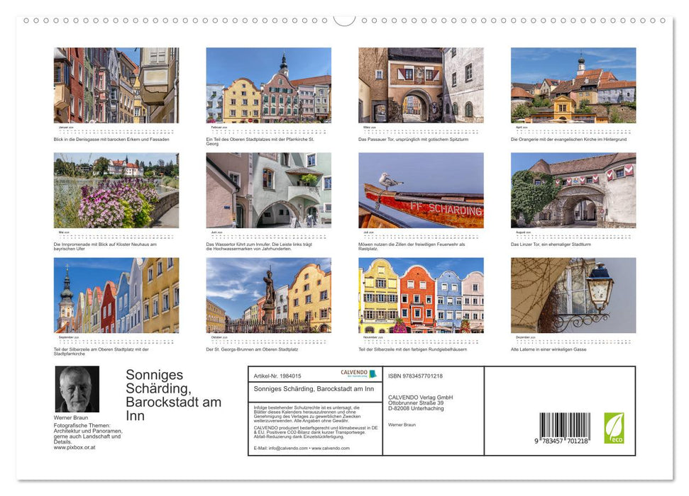Sonniges Schärding, Barockstadt am Inn (CALVENDO Premium Wandkalender 2026)