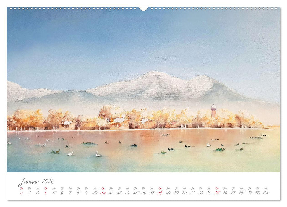 Oberbayerns Seen in Farbe - mit Pinsel und Farbe an den Ufern bayerischer Seen (CALVENDO Premium Wandkalender 2026)