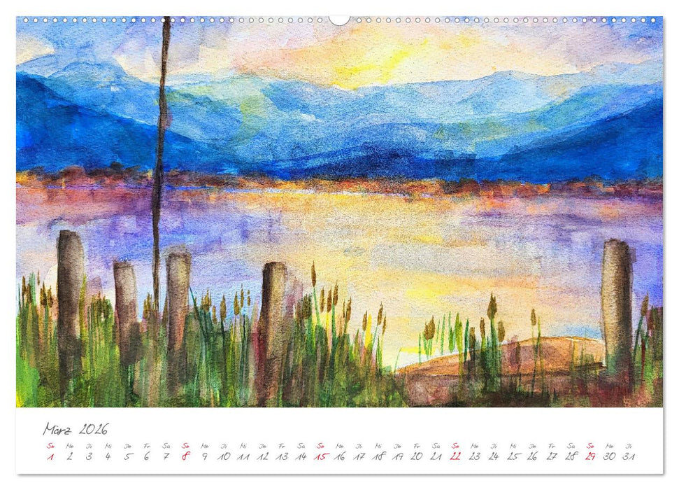 Oberbayerns Seen in Farbe - mit Pinsel und Farbe an den Ufern bayerischer Seen (CALVENDO Premium Wandkalender 2026)