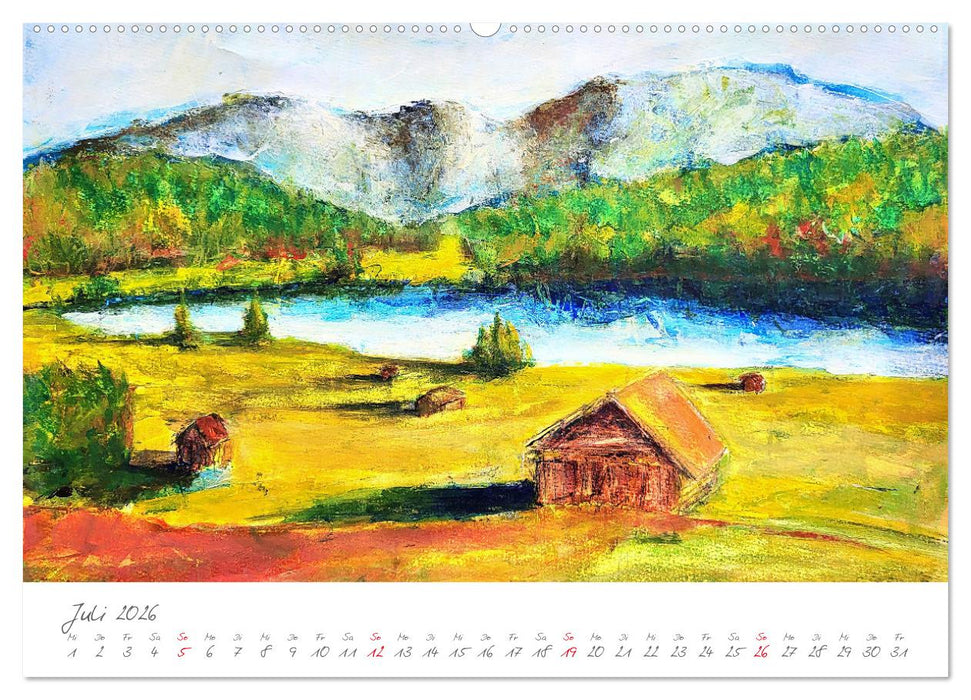 Oberbayerns Seen in Farbe - mit Pinsel und Farbe an den Ufern bayerischer Seen (CALVENDO Premium Wandkalender 2026)