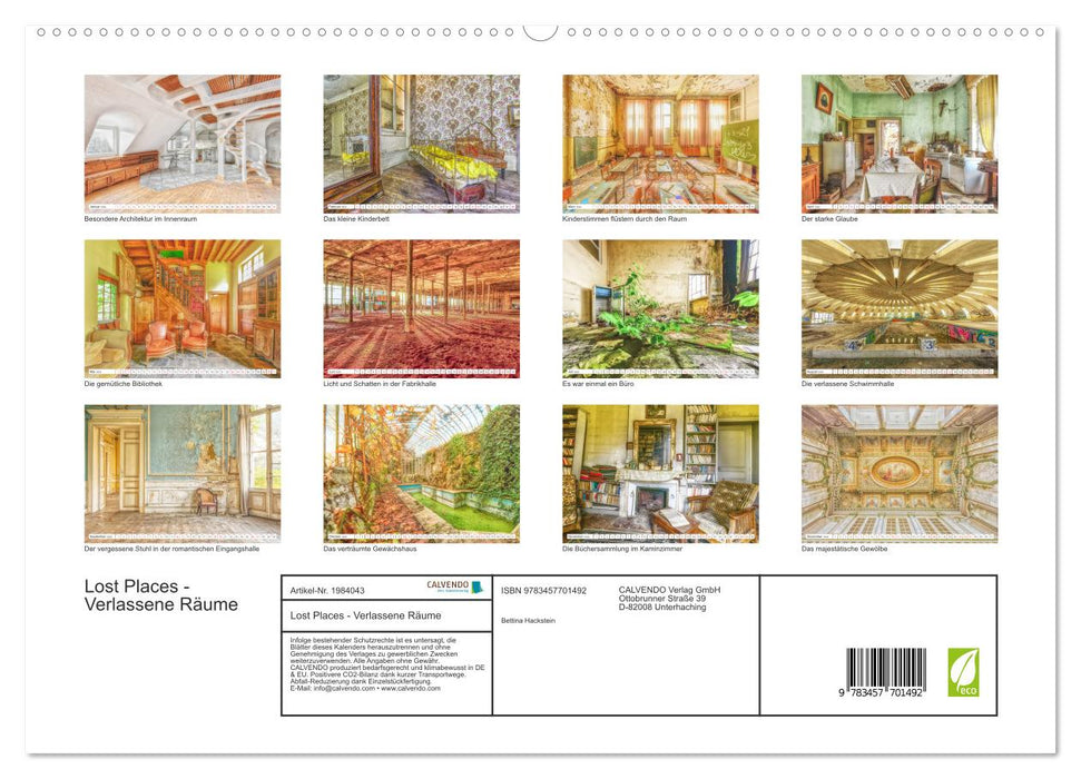 Lost Places - Verlassene Räume (CALVENDO Premium Wandkalender 2026)