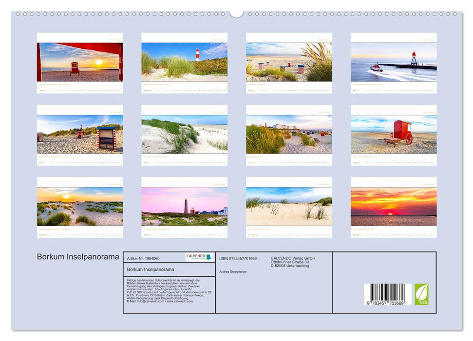 Borkum Inselpanorama (CALVENDO Premium Wandkalender 2026)