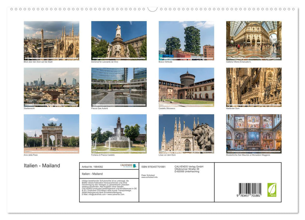 Italien - Mailand (CALVENDO Premium Wandkalender 2026)