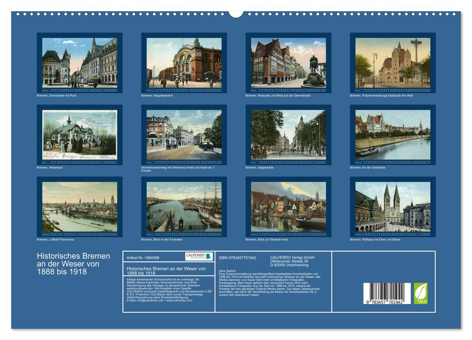 Historisches Bremen an der Weser von 1888 bis 1918 (CALVENDO Premium Wandkalender 2026)