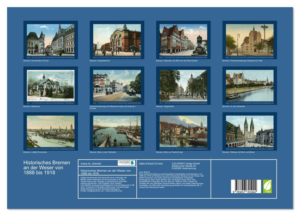 Historisches Bremen an der Weser von 1888 bis 1918 (CALVENDO Premium Wandkalender 2026)