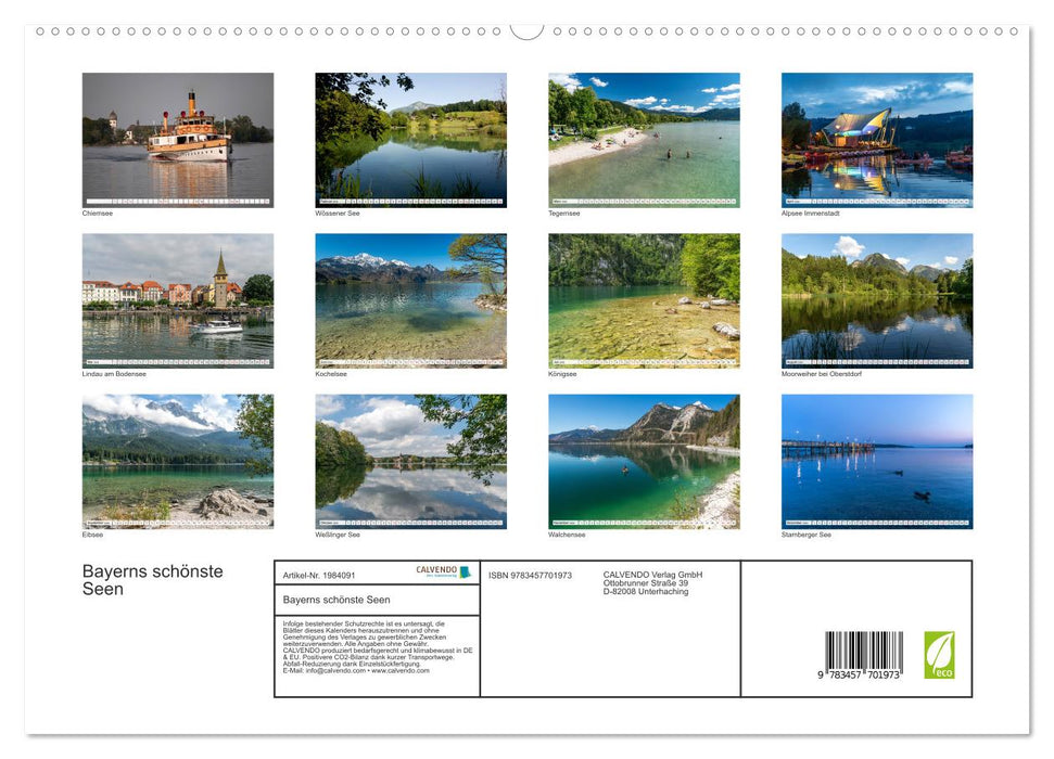 Bayerns schönste Seen (CALVENDO Premium Wandkalender 2026)