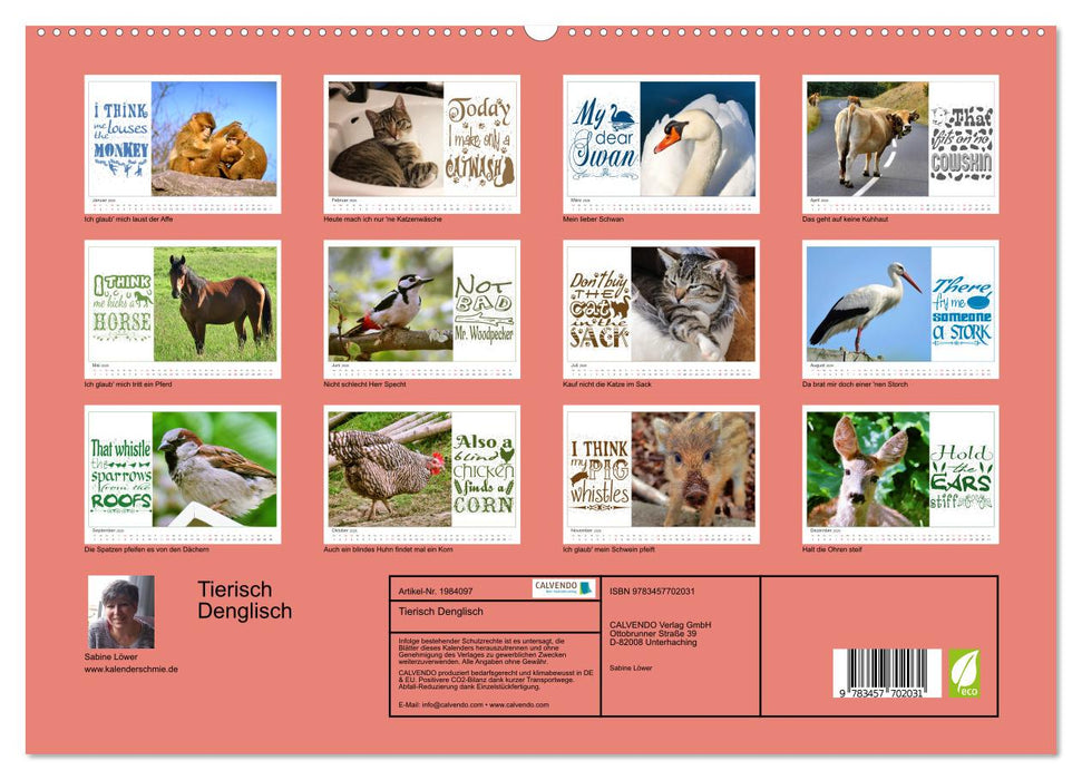Tierisch Denglisch (CALVENDO Wandkalender 2026)