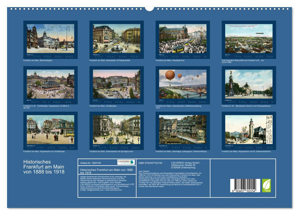 Historisches Frankfurt am Main von 1888 bis 1918 (CALVENDO Premium Wandkalender 2026)