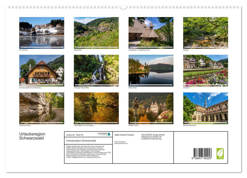 Urlaubsregion Schwarzwald (CALVENDO Premium Wandkalender 2026)
