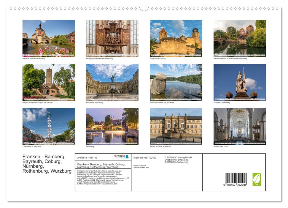 Franken - Bamberg, Bayreuth, Coburg, Nürnberg, Rothenburg, Würzburg (CALVENDO Premium Wandkalender 2026)