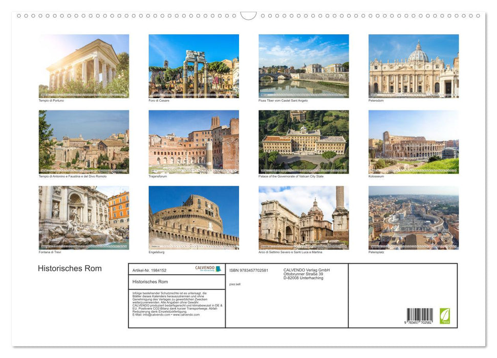 Historisches Rom (CALVENDO Wandkalender 2026)