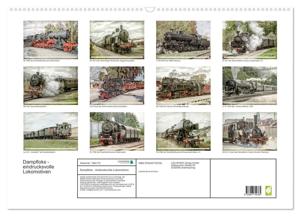 Dampfloks - eindrucksvolle Lokomotiven (CALVENDO Wandkalender 2026)