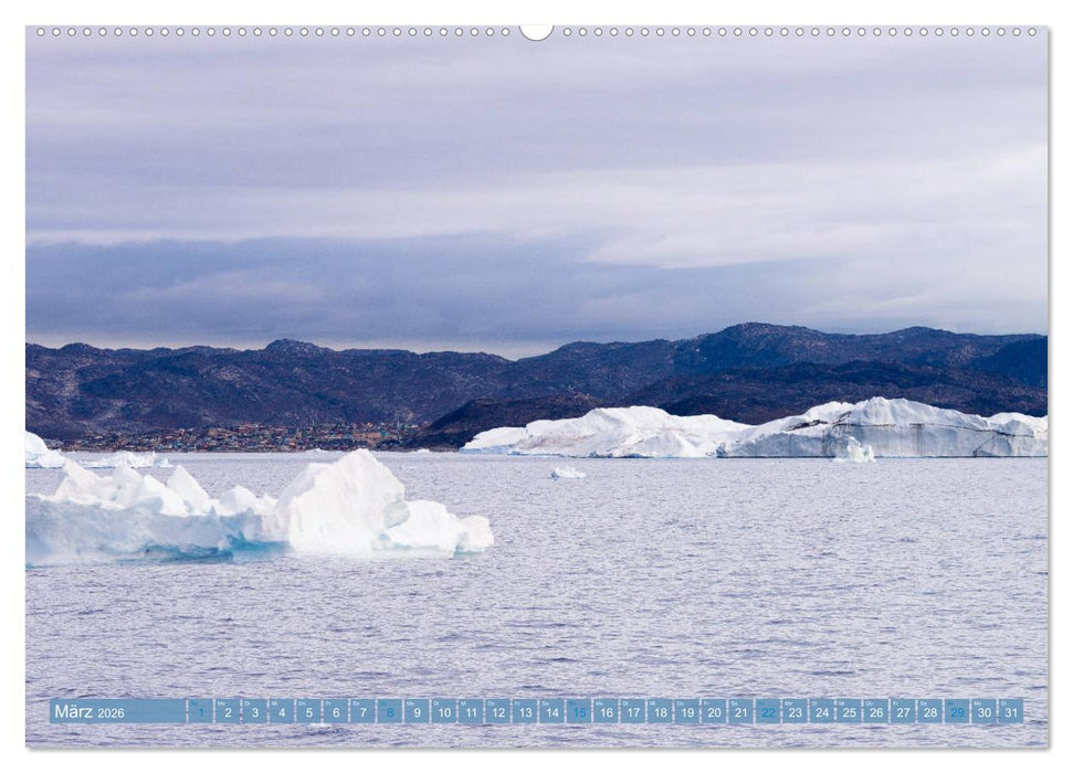 Grönland - Felsen, Eis und bunte Häuser (CALVENDO Premium Wandkalender 2026)