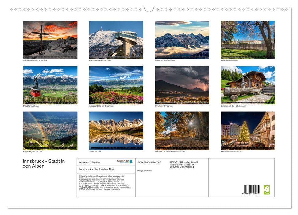 Innsbruck - Stadt in den Alpen (CALVENDO Wandkalender 2026)