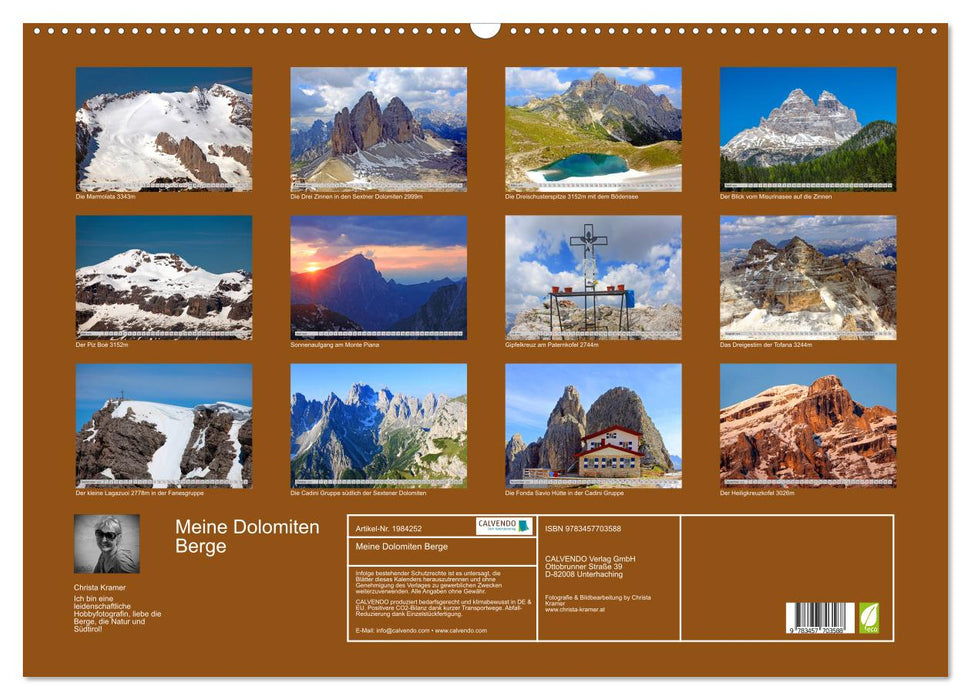 Meine Dolomiten Berge (CALVENDO Wandkalender 2026)