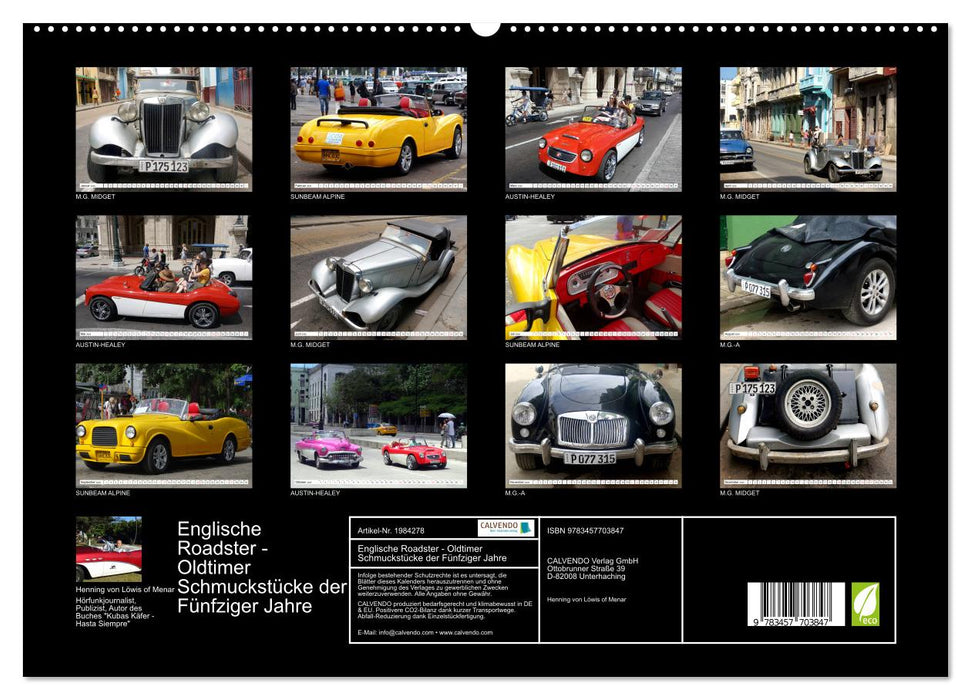 Englische Roadster - Oldtimer Schmuckstücke der Fünfziger Jahre (CALVENDO Premium Wandkalender 2026)