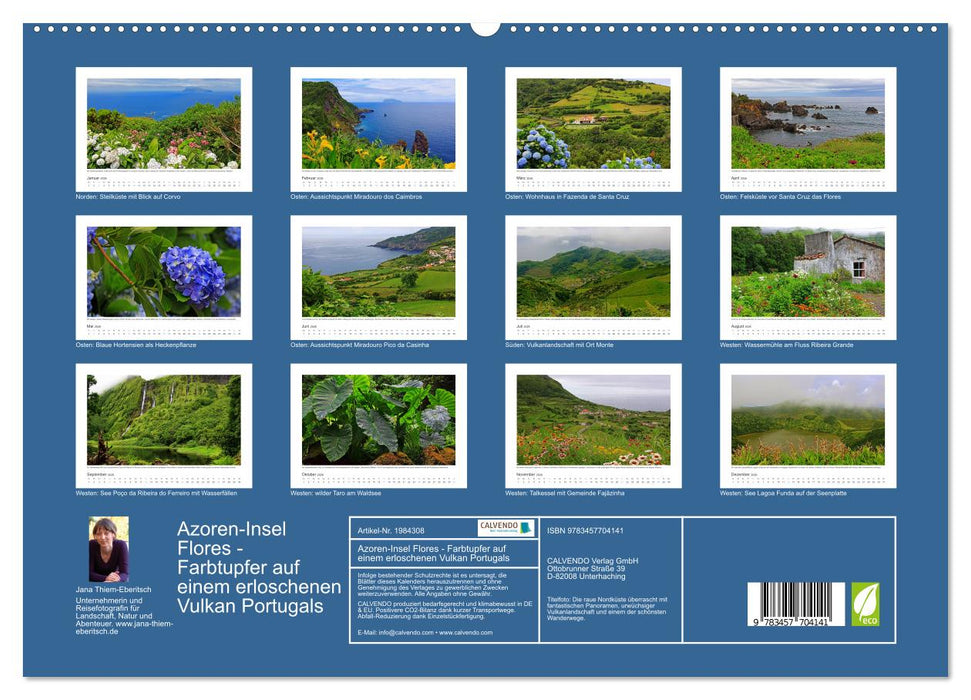 Azoren-Insel Flores - Farbtupfer auf einem erloschenen Vulkan Portugals (CALVENDO Premium Wandkalender 2026)