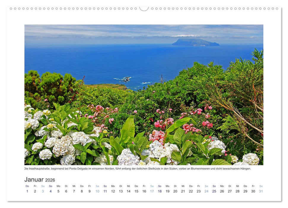Azoren-Insel Flores - Farbtupfer auf einem erloschenen Vulkan Portugals (CALVENDO Premium Wandkalender 2026)