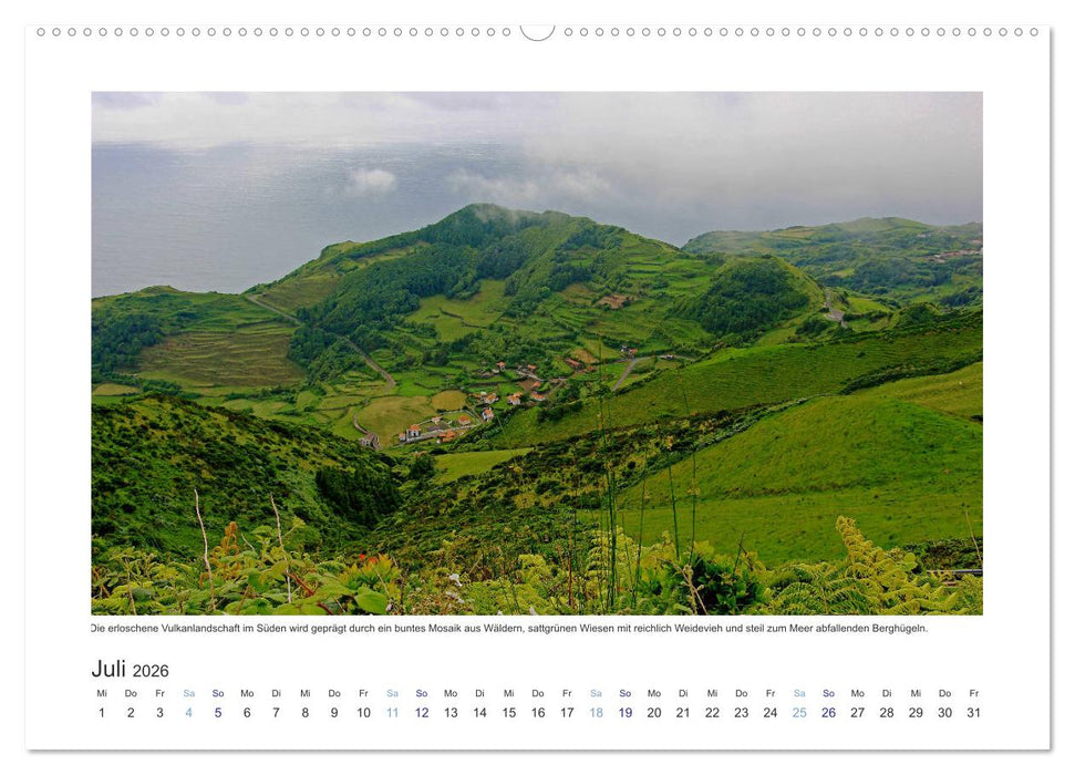 Azoren-Insel Flores - Farbtupfer auf einem erloschenen Vulkan Portugals (CALVENDO Premium Wandkalender 2026)