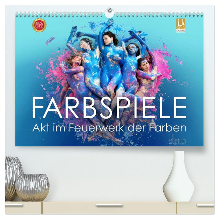FARBSPIELE - Akt im Feuerwerk der Farben (CALVENDO Premium Wandkalender 2026)