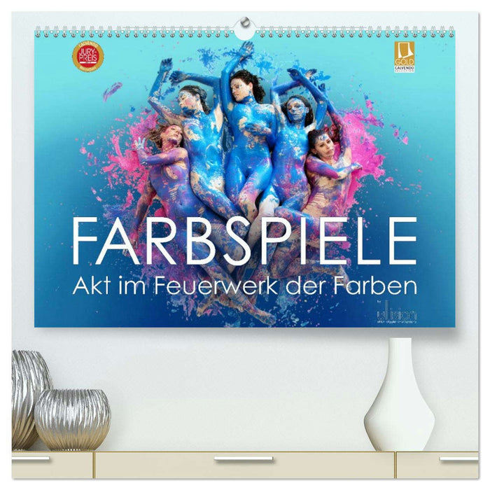 FARBSPIELE - Akt im Feuerwerk der Farben (CALVENDO Premium Wandkalender 2026)