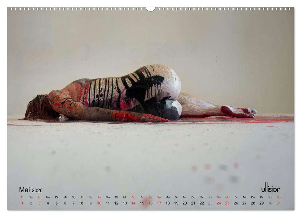 FARBSPIELE - Akt im Feuerwerk der Farben (CALVENDO Premium Wandkalender 2026)