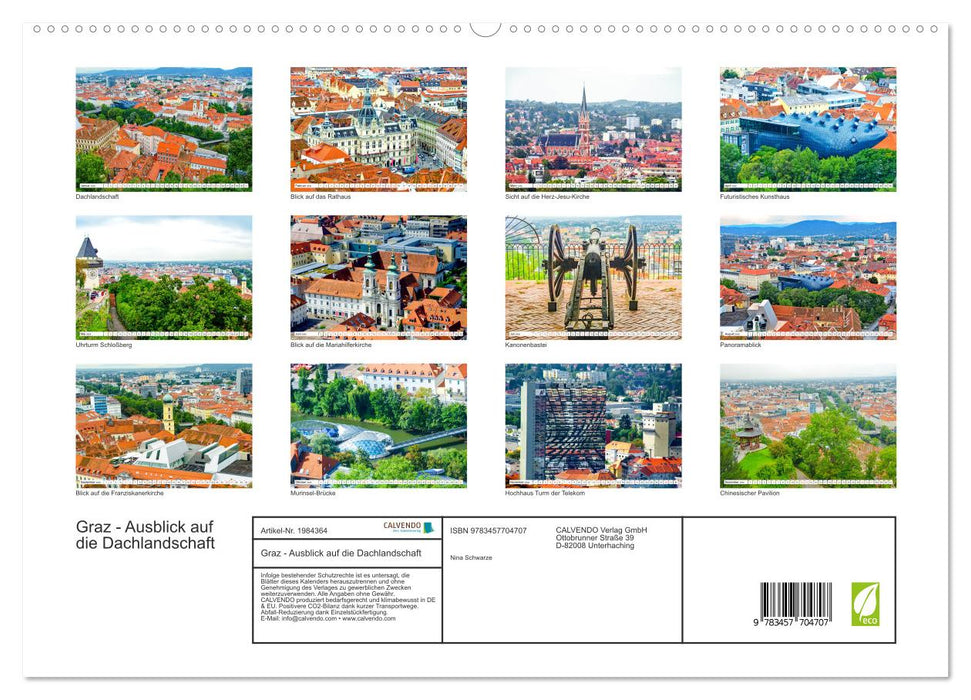 Graz - Ausblick auf die Dachlandschaft (CALVENDO Premium Wandkalender 2026)