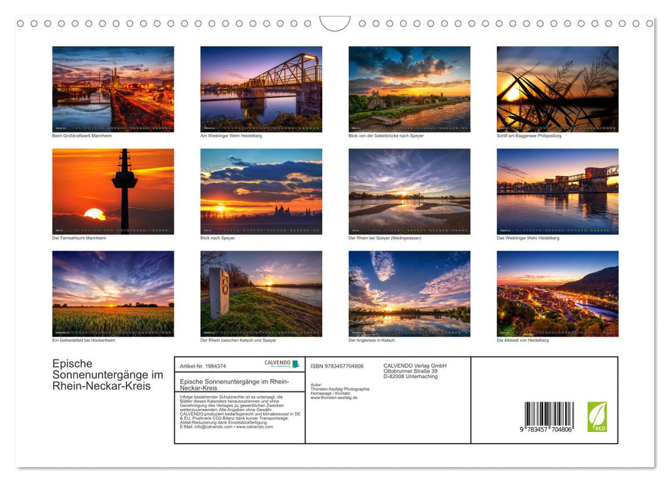 Epische Sonnenuntergänge im Rhein-Neckar-Kreis (CALVENDO Wandkalender 2026)