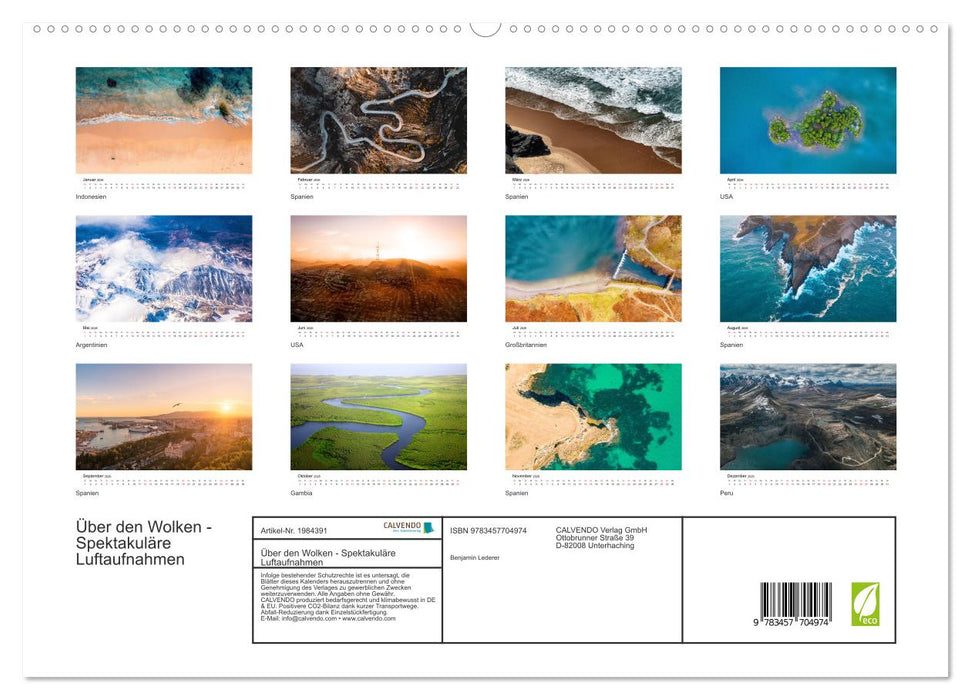 Über den Wolken - Spektakuläre Luftaufnahmen (CALVENDO Premium Wandkalender 2026)