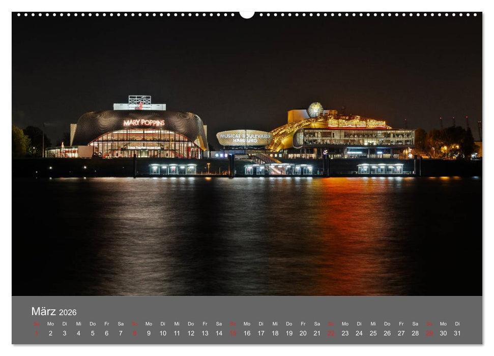Nightwalk - Hamburg (CALVENDO Premium Wandkalender 2026)