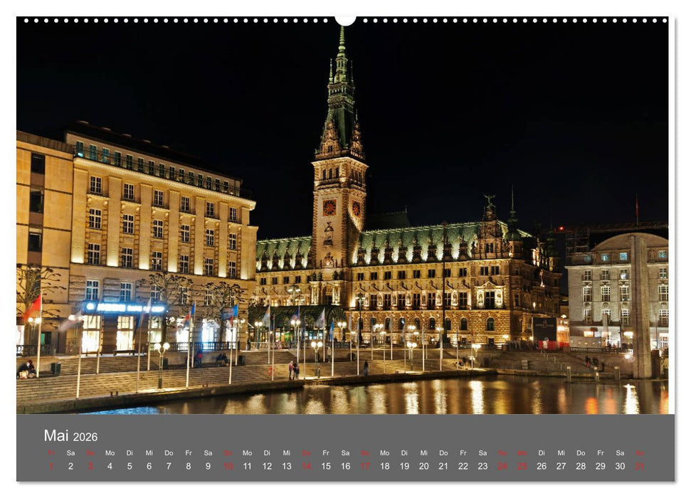 Nightwalk - Hamburg (CALVENDO Premium Wandkalender 2026)