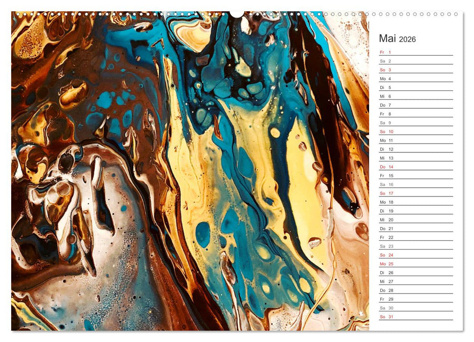 Abstract World - abstrakte Kunst in Acrylfließtechnik (CALVENDO Premium Wandkalender 2026)