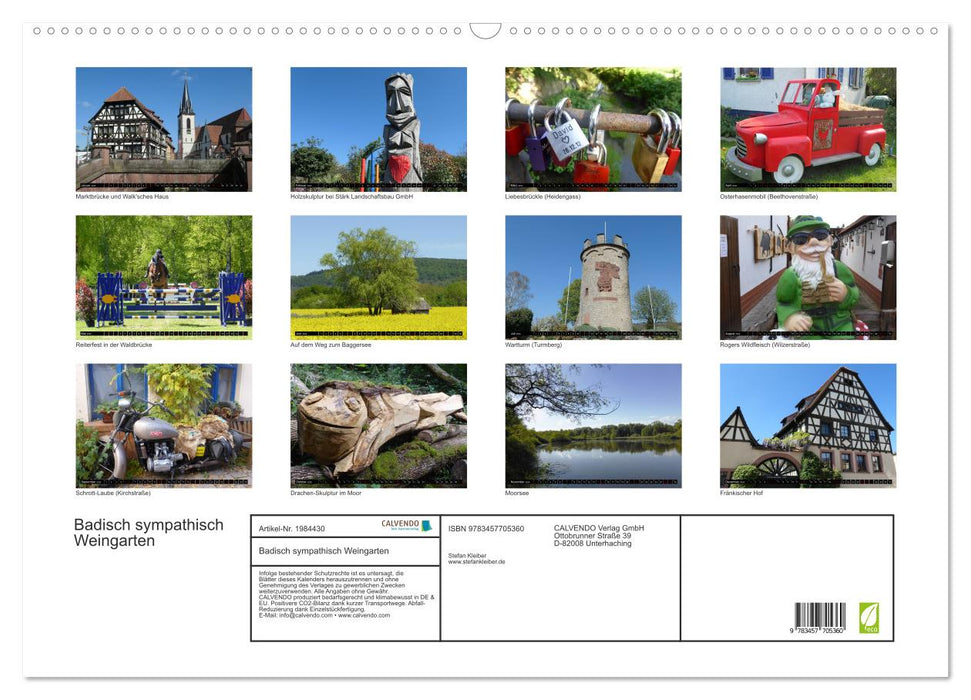 Badisch sympathisch Weingarten (CALVENDO Wandkalender 2026)