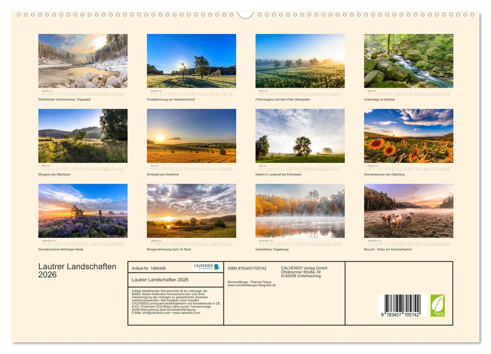 Lautrer Landschaften 2026 (CALVENDO Premium Wandkalender 2026)