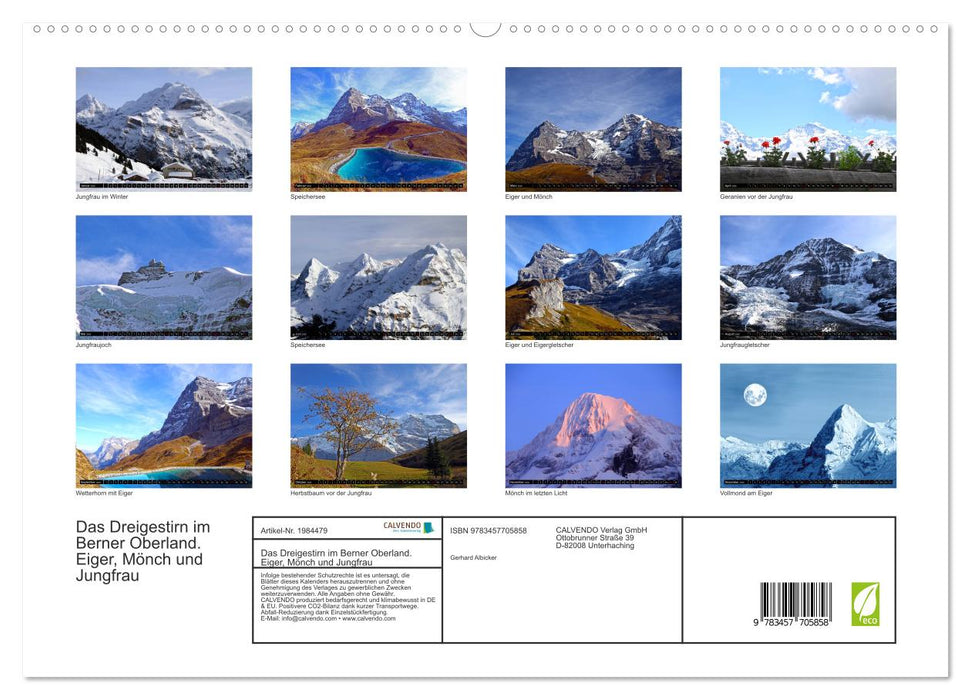 Das Dreigestirn im Berner Oberland. Eiger, Mönch und Jungfrau (CALVENDO Premium Wandkalender 2026)
