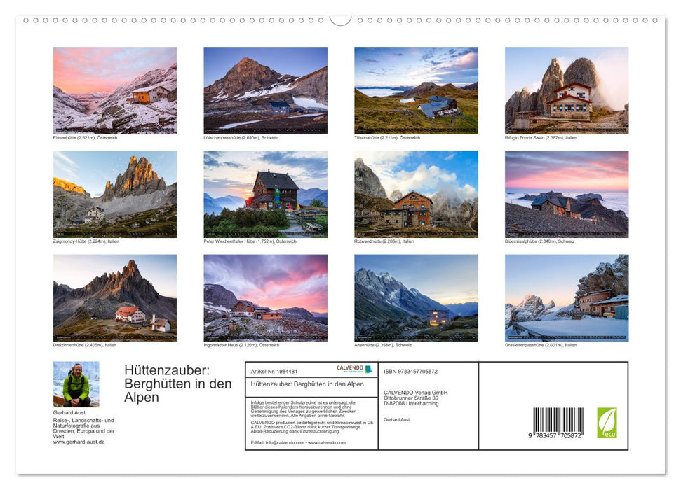 Hüttenzauber: Berghütten in den Alpen (CALVENDO Premium Wandkalender 2026)